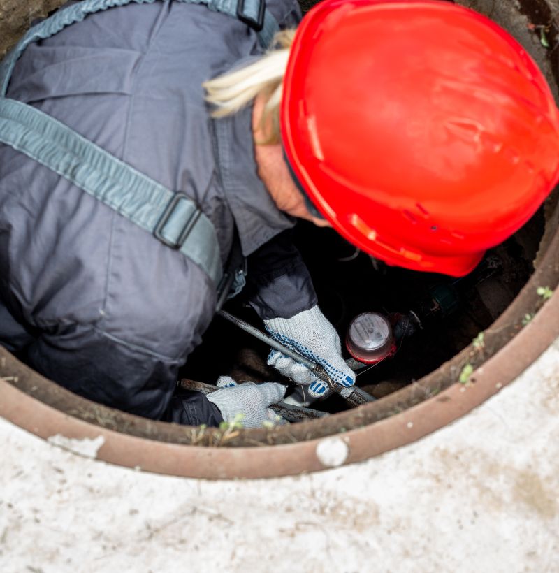 Sewer Backup Repair Plumber fixing sewer backup issue
