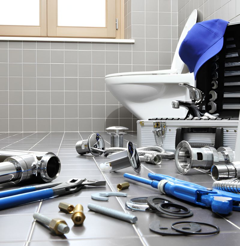 Toilet Repair and Installation Toilet installation service in progress with professional tools