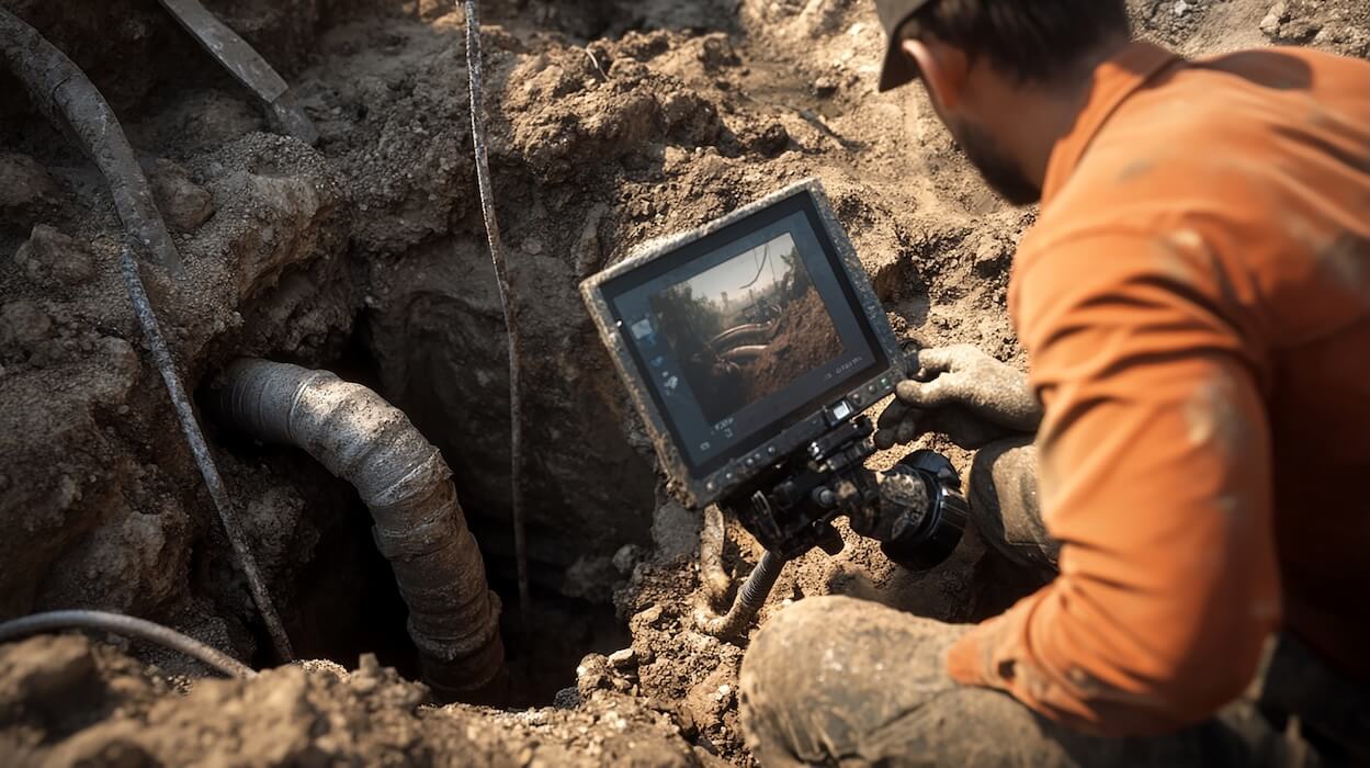 plumber-inspecting-underground-pipe-with-camera_ Emergency plumber in Toronto