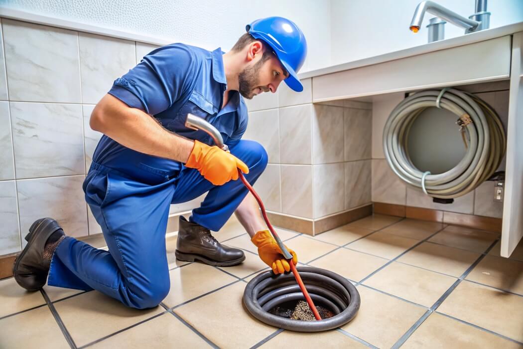 unclogging-drain-with-snake Emergency plumber in Toronto
