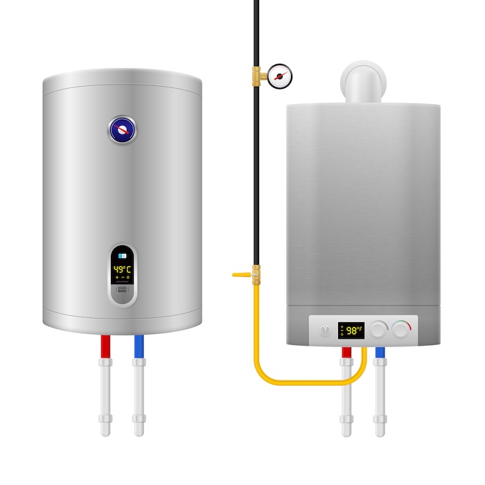 Colored Realistic Water Heater Boiler Composition Emergency plumber in Toronto
